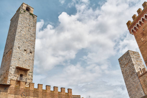 view of the old town San Gimignano and its towers at the  province of Siena. Tuscany, Italy