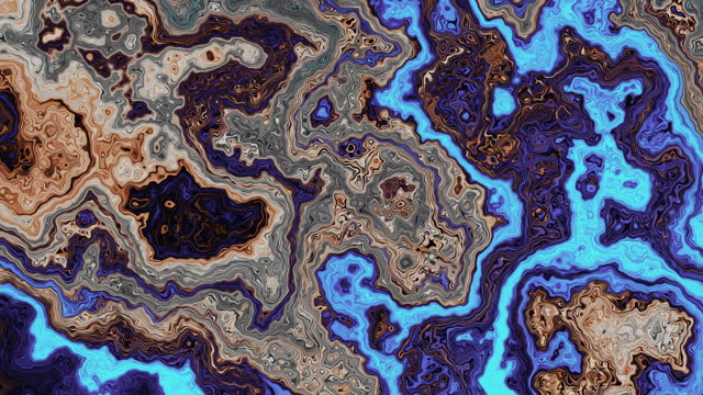Abstract looping 4k video. Living blue marble wavy psychedelic background