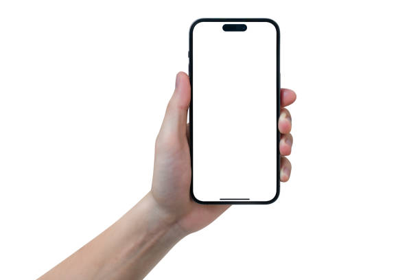 istock Hand showing smartphone with blank screen isolated on white background 1695739043