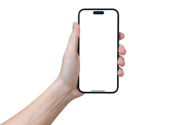 istock Hand showing smartphone with blank screen isolated on white background 1695739053