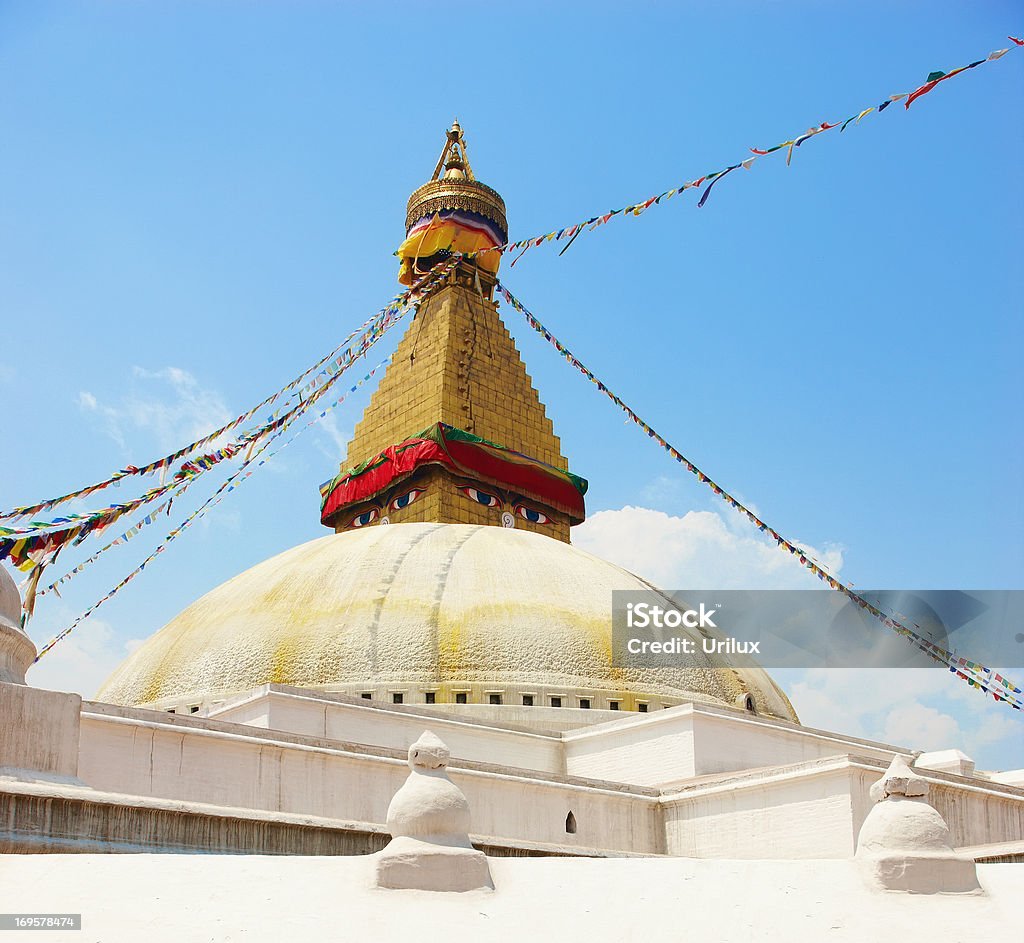 O Templo Budista Bodhnath - Foto de stock de Amarelo royalty-free