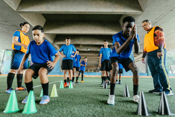 istock Soccer team training on the soccer field 1695789013