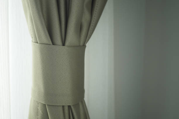 istock close up of clean fabric curtain. 1695791791