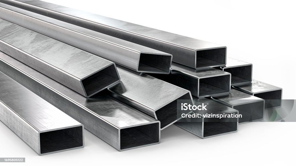 Rectangular Side Profile Rectangular Metal Profile Isolated On White Background 3d Rendering ...