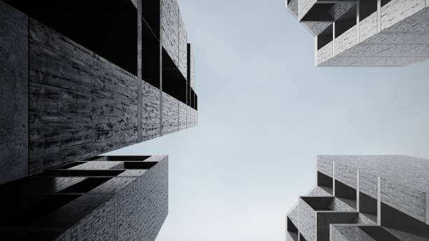 istock Concrete building with brutalism design. 1695805678