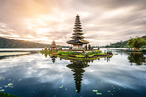 Ulun Danu Beratan Temple is a famous landmark located on the western side of the Beratan Lake , Bali ,Indonesia.