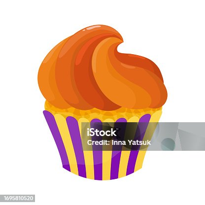 istock A cupcake with orange frosting on top. 1695810520