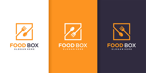 Food box symbol template with diferent shape style Premium Vector