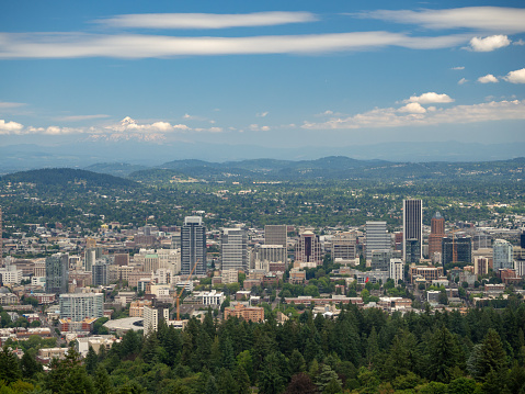Portland, Oregon, USA - July 2018: Protland City Skyline and Downtown