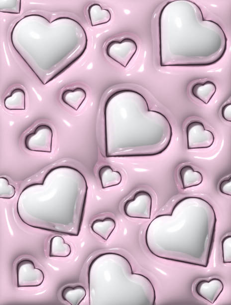 istock Abstract pink background with white hearts, 3D illustration 1696087634