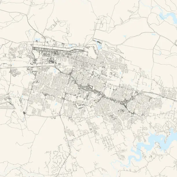 Vector illustration of Killeen, Texas, USA Vector Map