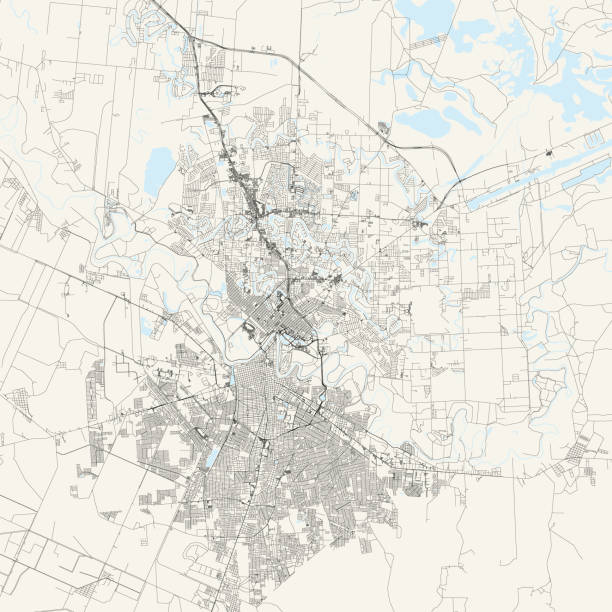 ilustrações, clipart, desenhos animados e ícones de mapa vetorial de brownsville, texas, eua - rio grande illustrations