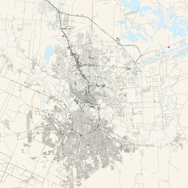 Vector illustration of Brownsville, Texas, USA Vector Map