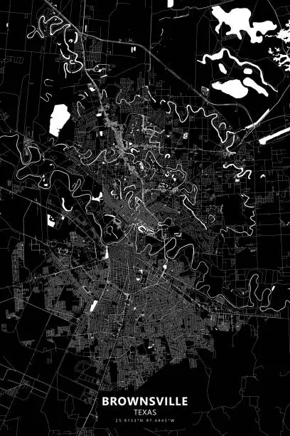 Vector illustration of Brownsville, Texas, USA Vector Map