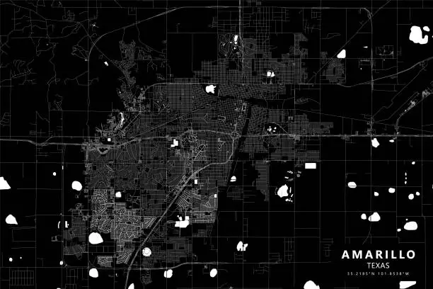 Vector illustration of Amarillo, Texas, USA Vector Map