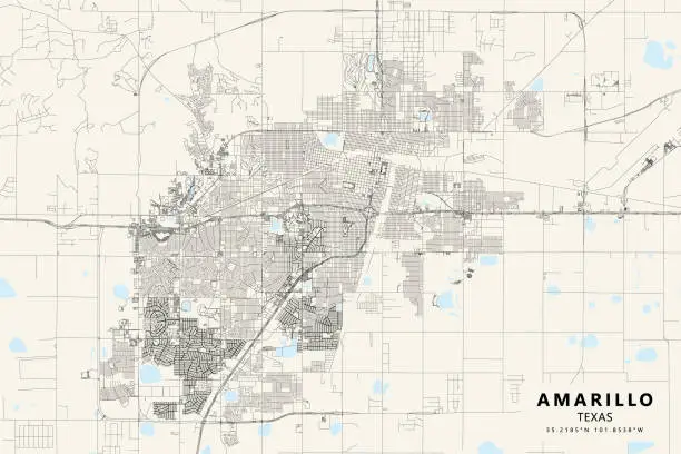 Vector illustration of Amarillo, Texas, USA Vector Map