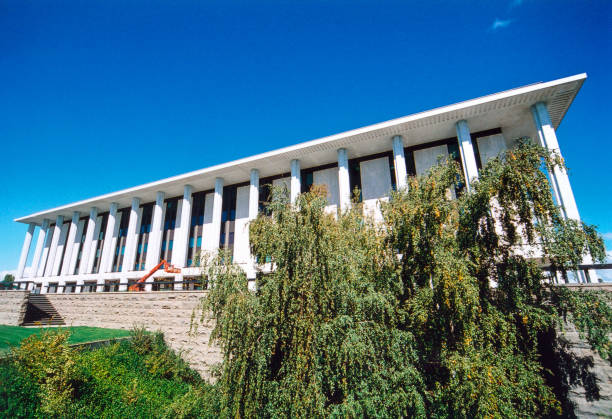istock National Library of Australia and willow tree, Canberra, Australia 1696160904