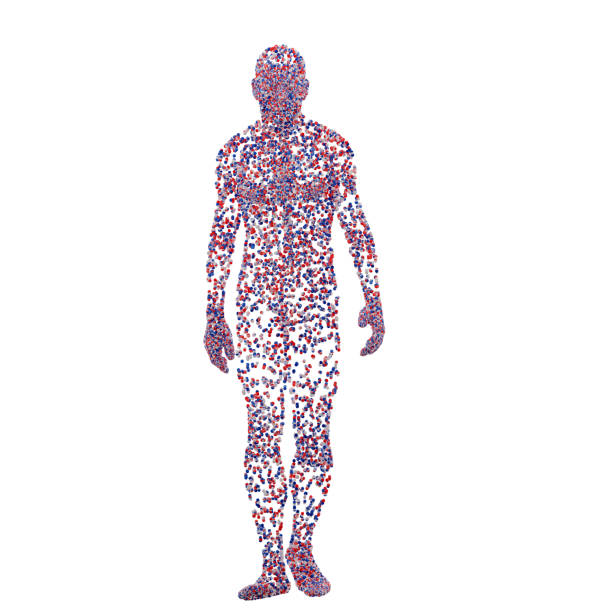 Human Figure with colorful Dots Illustration, 3d render