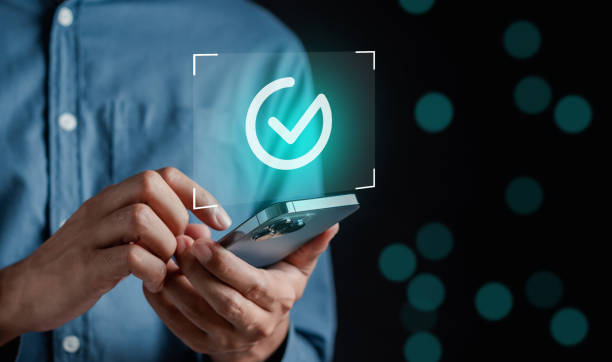 istock Online survey filling out and digital form checklist quality check improvement. Standardization, certification. Compliance to regulations service and standards. 1696389624