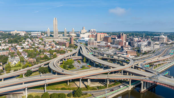 istock Aerial view of freeway interchange in Albany, New York 1696393334