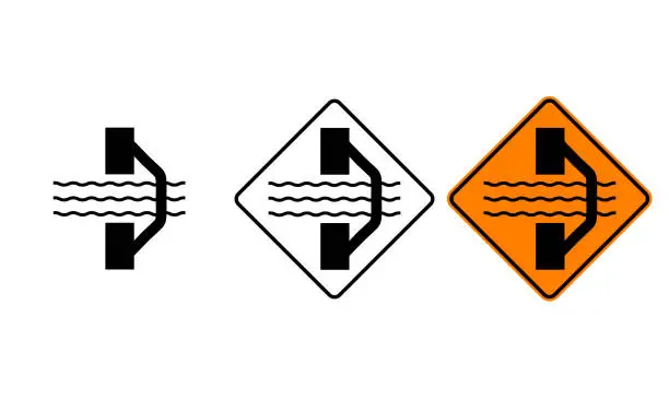 Vector illustration of icon Bridge out ahead on right