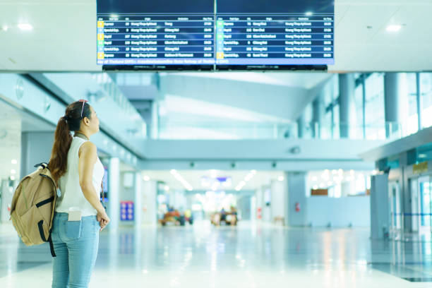 istock Female passenger at the airport. 1696436259
