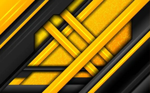 Vector illustration of Abstract Black and Yellow Gaming Banner Background Design, Futuristic Technology Backdrop with Glitter Lights Effect for Gamers and Streamers