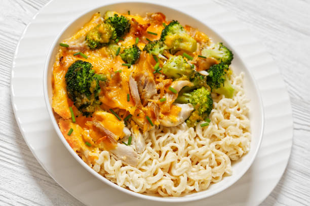 istock ramen noodle with chicken, broccoli and cheese 1696472638