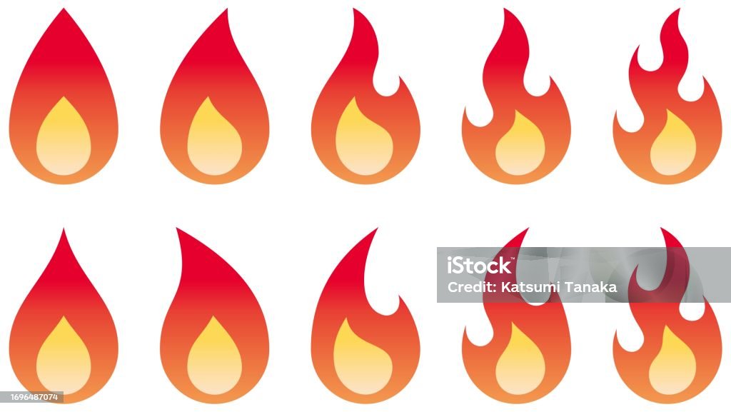 Fire Image Simple Simple Flame Fire Vector Illustration Set Stock Illustration - Download ...