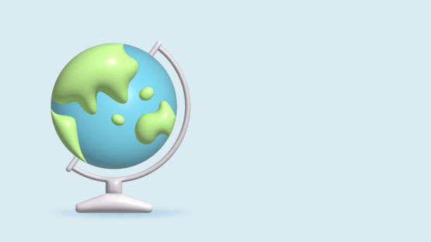 istock Cartoon world globe with stand 3d icon. Globe of planet Earth for concept of kids learning or world 1696510330