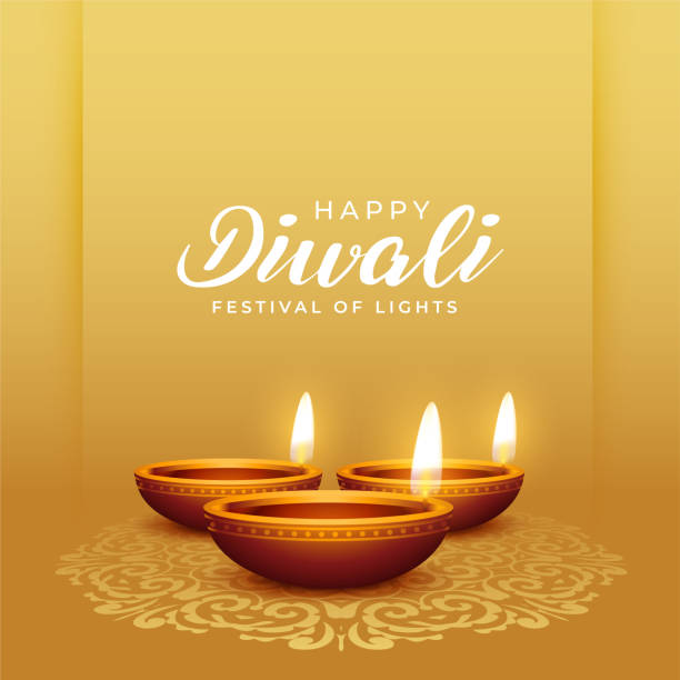 istock elegant happy diwali greeting card with oil lamp on rangoli design 1696525198