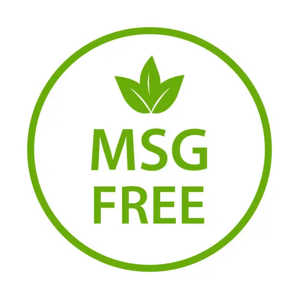 Vector illustration of MSG FREE icon vector. Glutamate no added food package sign for your website design, logo, app, UI.illustration