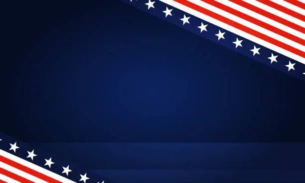 Vector illustration of american flag ribbon copy space text border background