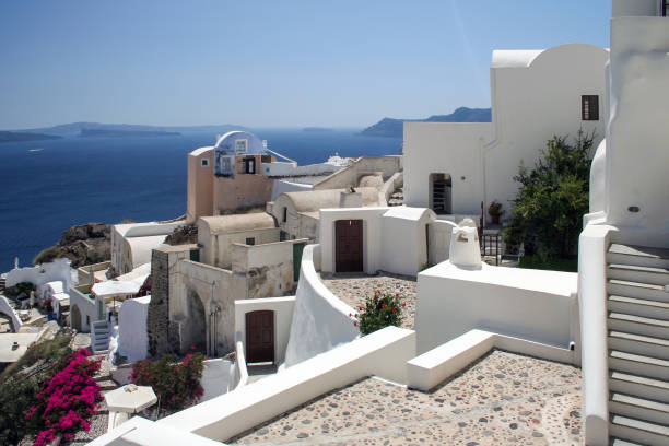 Whitewashed houses in Oia on Santorini island, Cyclades, Greece