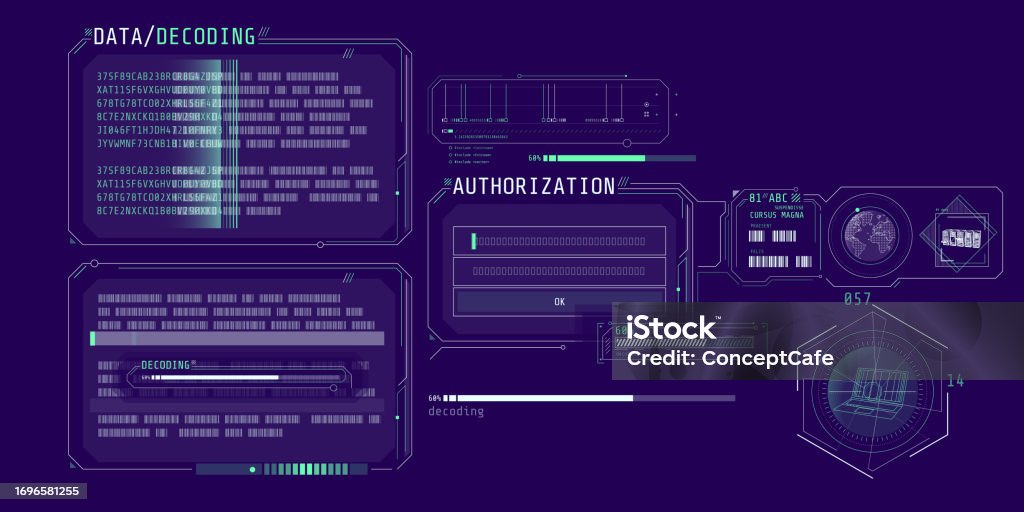 Data Decoding Program Screen With Authorization Window Stock ...