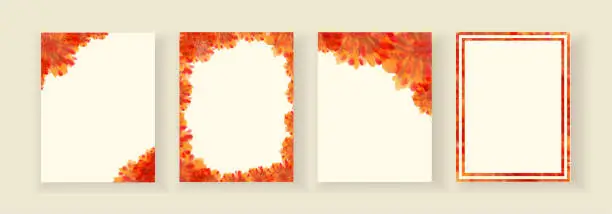 Vector illustration of Set of various colorful watercolor backgrounds. Border frames with yellow, red, orange watercolor flower art design with copy space. Templates for postcards, banner posts, invitations or greeting cards