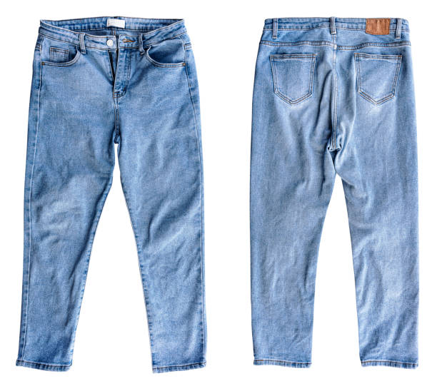 istock Front and back view blue Jeans isolated on white background with clipping path 1696615375