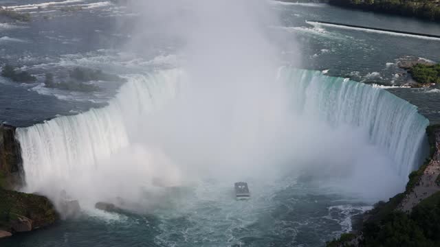 High angle, close-up view of the Horseshoe falls