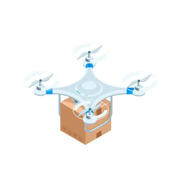 Vector illustration of drone with box