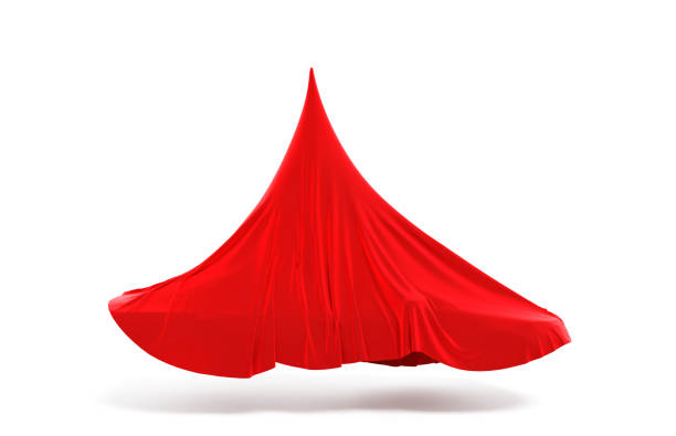 istock Flows of red fabric of car shape on a white background. 3D illustration 1696633507