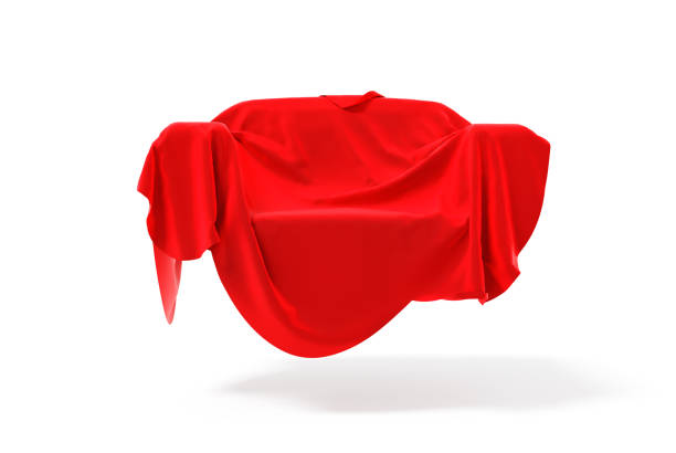 istock Red fabric of chair shape on a white background. 3D illustration 1696633509