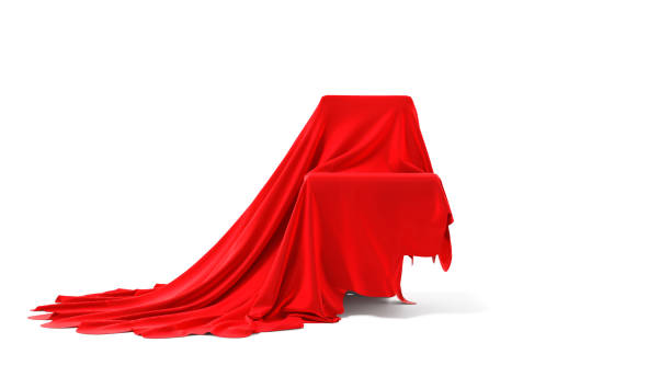 istock Red fabric of chair shape on a white background. 3D illustration 1696633510