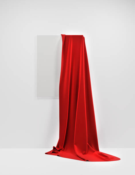 istock Red fabric on picture shape on a white background. 3D illustration 1696633589