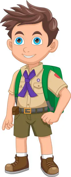 Vector illustration of cute boy scout cartoon