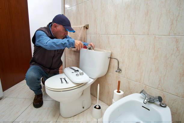 istock Plumber repairing a toilet cistern 1696692509