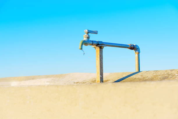 Close-up of a weathered water tap at Cabrillo Pier in San Pedro, California.