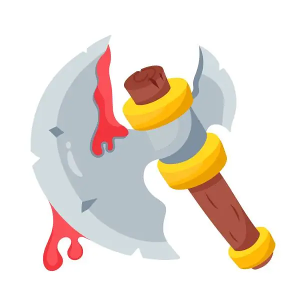 Vector illustration of Battle axe vector colorful stickers Icon Design illustration. EPS 10 File