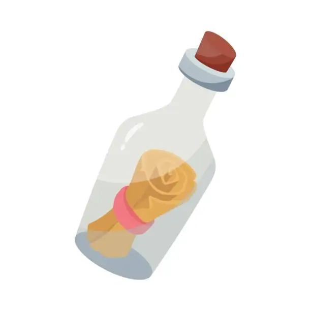 Vector illustration of Message in Bottle vector colorful stickers Icon Design illustration. EPS 10 File