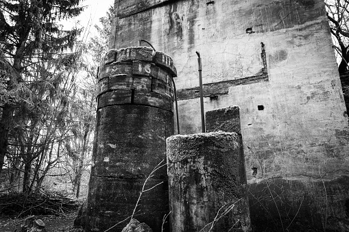 Abandoned tower in the woods