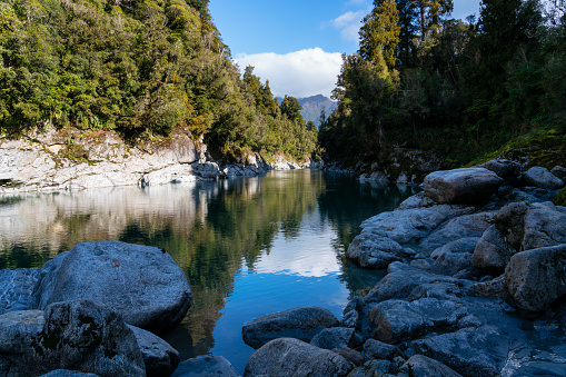 The blue waters of Hokitika Gorge, on New Zealand's South Island.